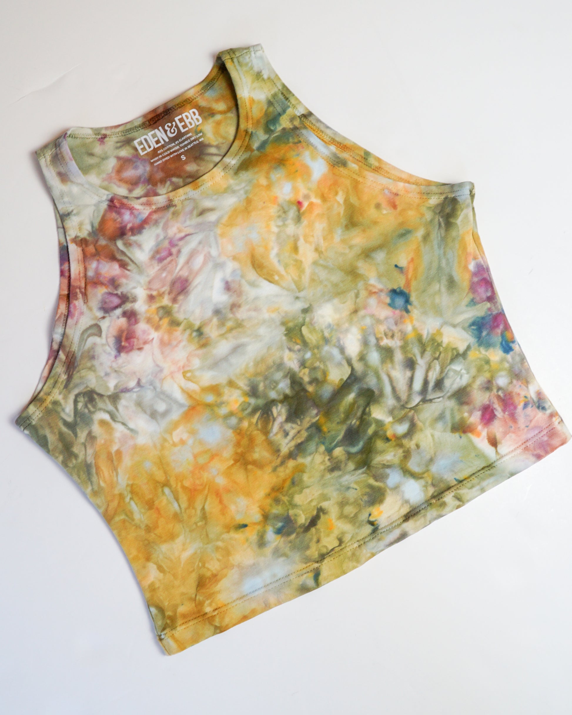 ice dyed high neck cropped tank