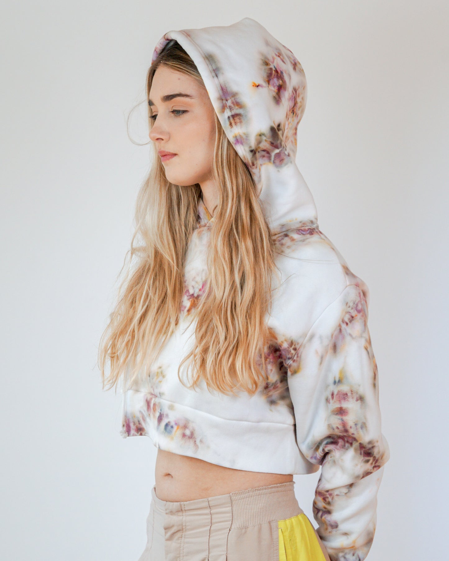 ice dyed cropped hoodie