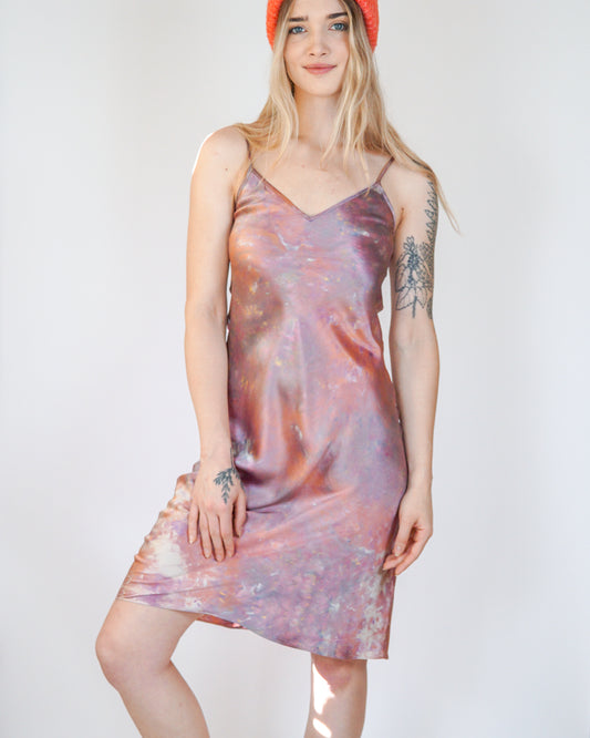 ice dyed silk slip dress