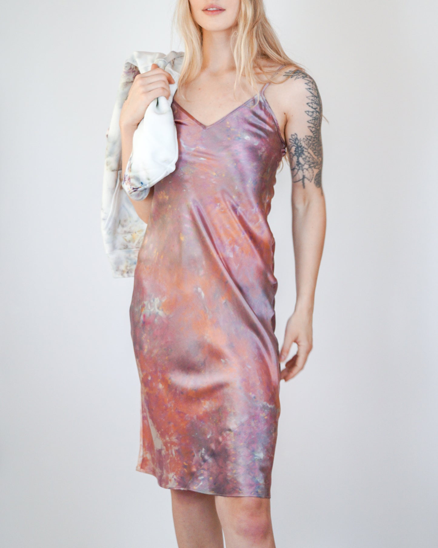 ice dyed silk slip dress