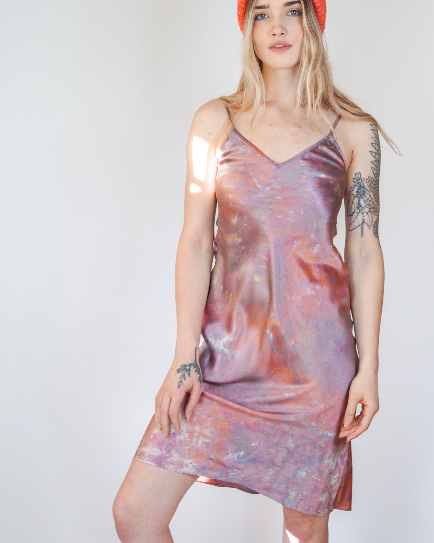 ice dyed silk slip dress