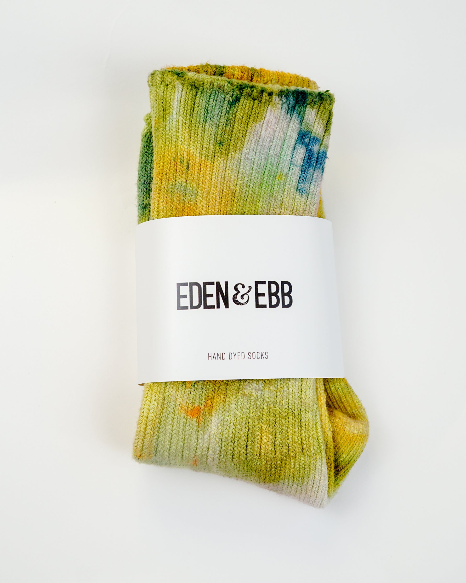 green yellow tie dye socks